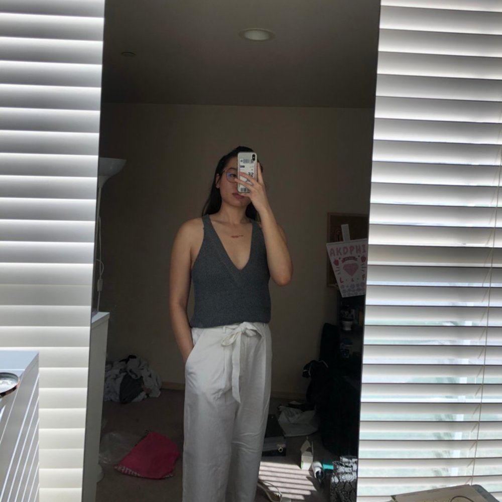 ASTR the label ribbed knit v neck tank top